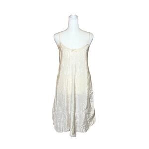 Vtg Y2K Secret Treasures Slip Dress 1X Ivory Satin Coquette Soft Girl Feminine